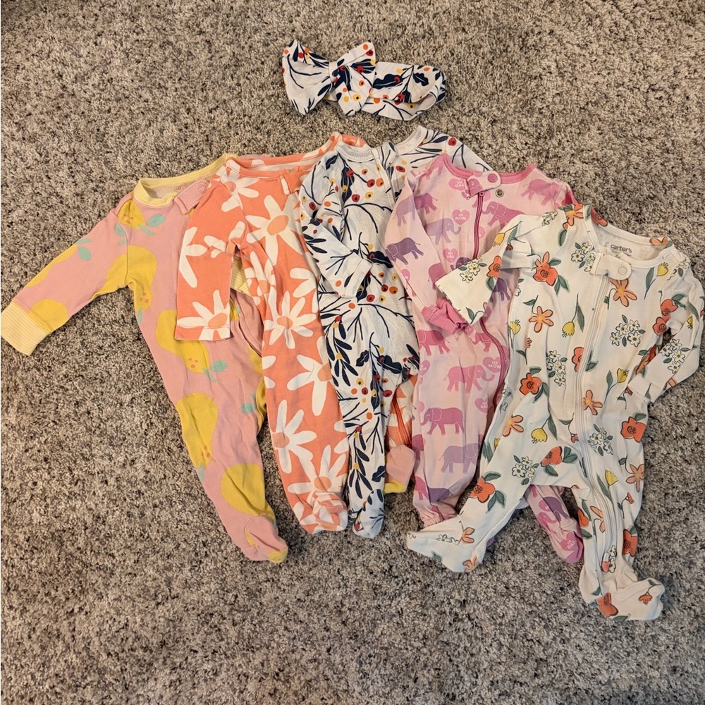 Floral and Animal Print Baby One Piece Sets